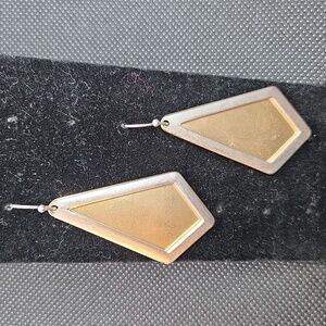 Two Tone Metal Pierced Earrings